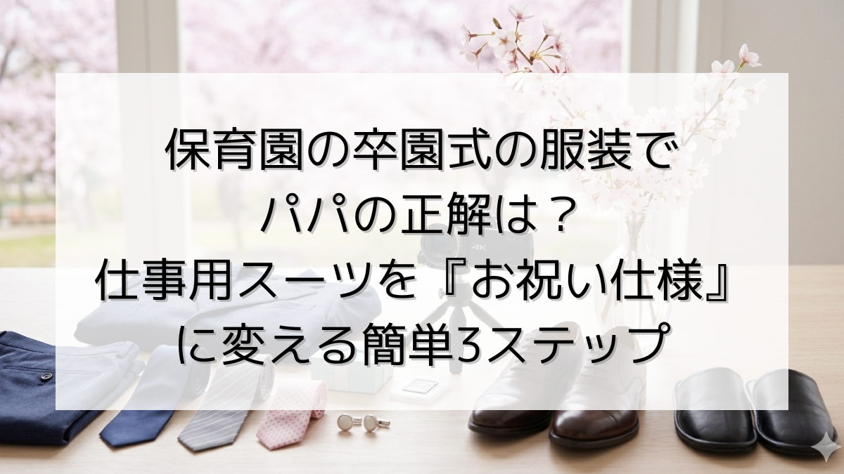 保育園の卒園式の服装でパパの正解は？仕事用スーツを『お祝い仕様』に変える簡単3ステップ